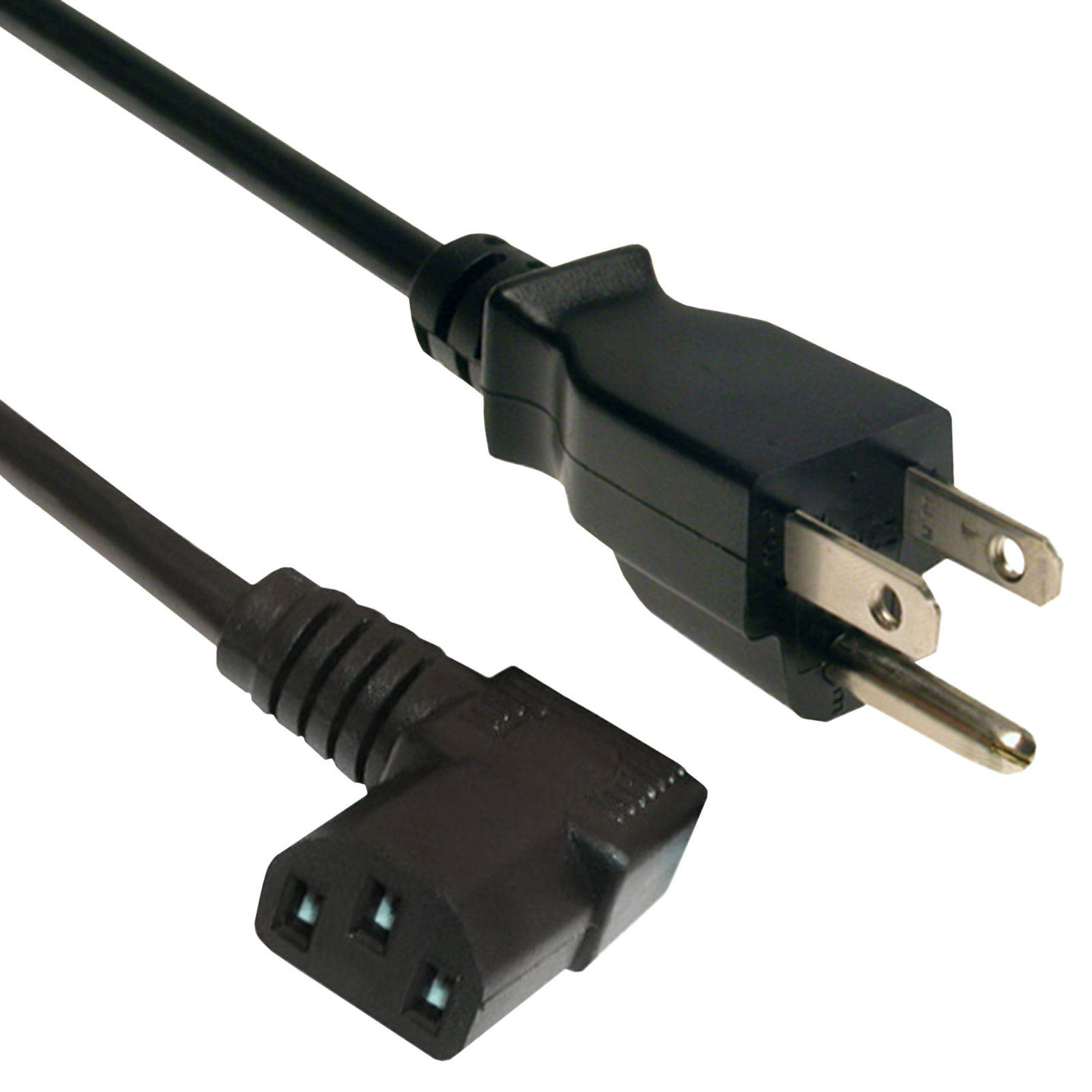 Power Cord Nema 5 15p To Iec320 C13 Female Right Angle Ul Csa 18 Awg